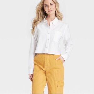 Cotton Linen White Button-Up Shirt